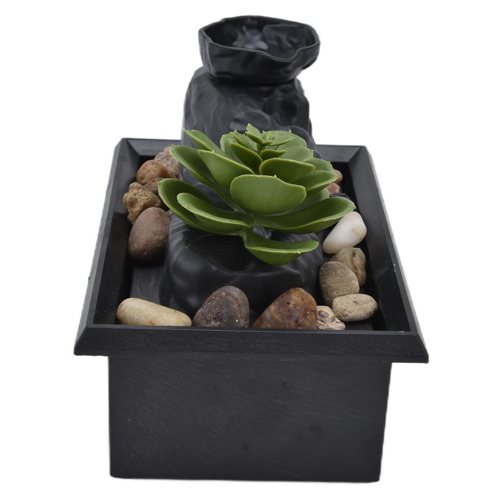 USB 3V Succulent Water Fountain Ornaments with LED Light for Indoor Home Office Table Decoration