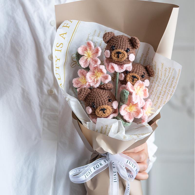 Handmade Wool Flower Bouquet Diy Crochet Material Package Knitting Bouquet Mother's Day Birthday Creative 520 Graduation Gift
