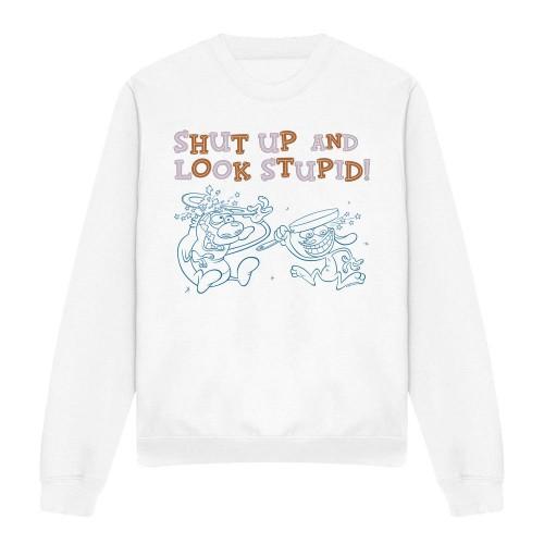 Рен и Стимпи Унисекс Взрослый Заткнись и выгляди глупо! Фуфайка