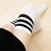 Полосатые гольфы с тремя полосками для девочки, хлопковые, нескользящие, влагоотводящие, дезодорирующие, до бедра, выше колена, длинные носки для женщин, 4 цвета