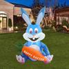 120 см Happy Easter Bunny Надувной пасхальный кролик на открытом воздухе 2023 Синий милый надувной кролик со светодиодными огнями для сада и двора