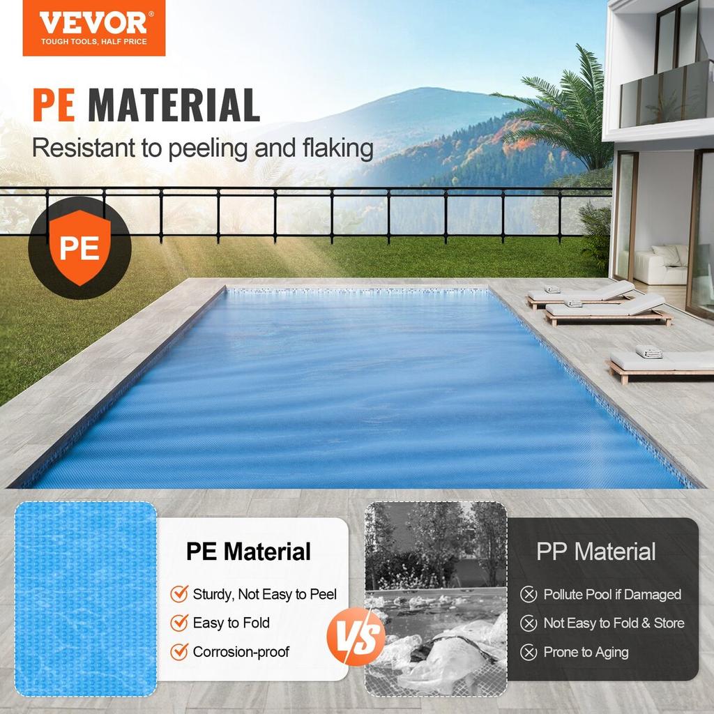 Solar Pool Cover, 36 x 18 ft Rectangle Solar Blanket for Pools, Inground Above Ground Swimming Pool Solar Cover, 16 mil Solar Covers Blue