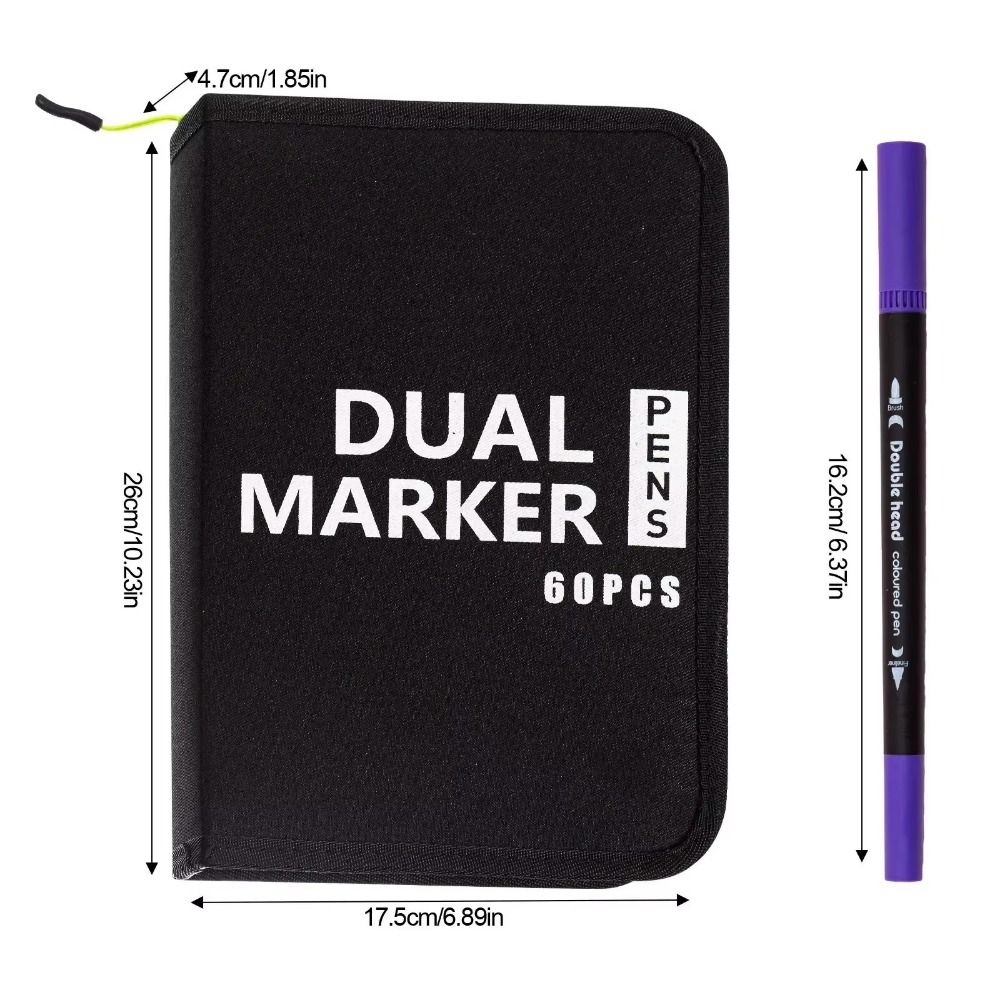 Large Capacity Zippered Slots Organizer Sketching Pencil Bag Art Markers Brush