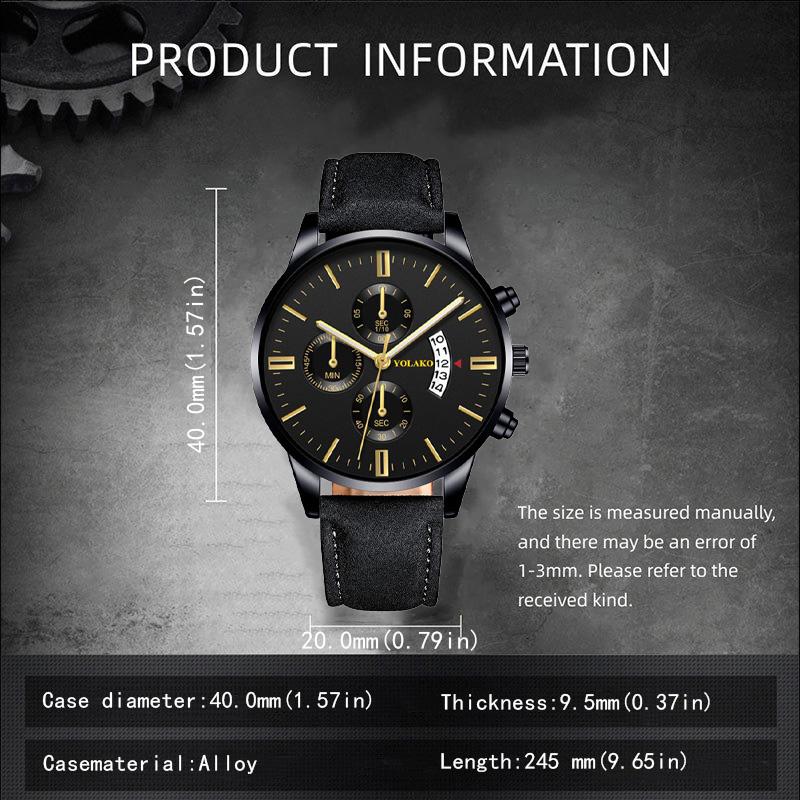 3pcs/set Elegant Casual Men's Quartz Watch PU Leather Strap, Suitable for Brothers