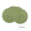 Four Piece Green Color Active Vintage Anti Slip Dining Table Meal Mat Woven Round Non-Slip Tableware Bowl Pads Drink Cup Coaster