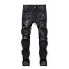 Men's Casual Hole-rubbed  Slim Fit Denim Pants Fashion Chinos Jeans