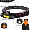 USB Rechargeable LED Headlight Powerful COB Headlamp Head Flashlight Torch Waterproof Head Light with 1200mAh Built-in Battery