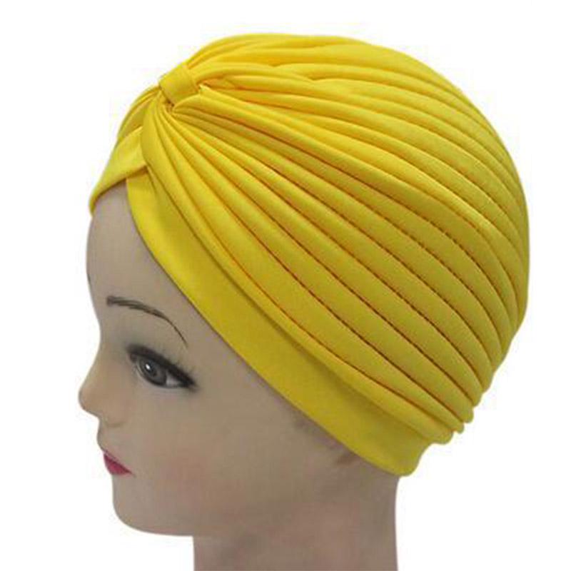 Hot Sale Knotted 1PC Stretchy Hot Sale Adult Headband Turban Popular Muslim Hat For Women High Quality Chemo Indian Cap Hijab Bandanas Head Wrap