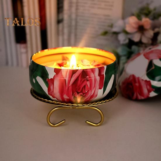 TDStore Нескользящий металлический подсвечник круглой формы с геометрическим рисунком, золотой подсвечник для украшения дома