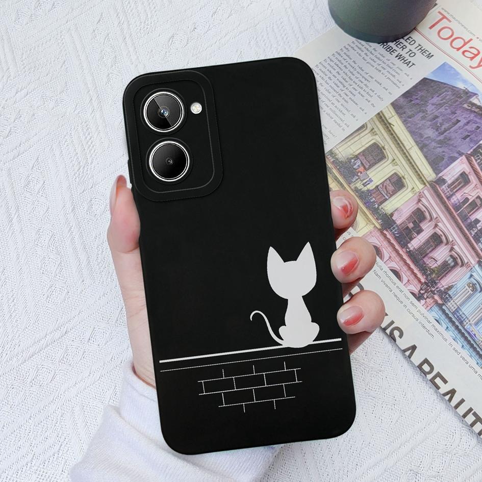 Для Realme 9 10 Pro + Plus 5 6 7 8 Pro чехол с милым котом защитный квадратный жидкий мягкий силиконовый бампер для OPPO Realme 2 5i 6i 8i 9i Fundas Coque