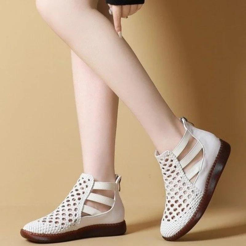 Round Toe Thick Sole Sandals Women Summer Hollow Out Sandals for Women Orthopedic Sandals Comfort Woman