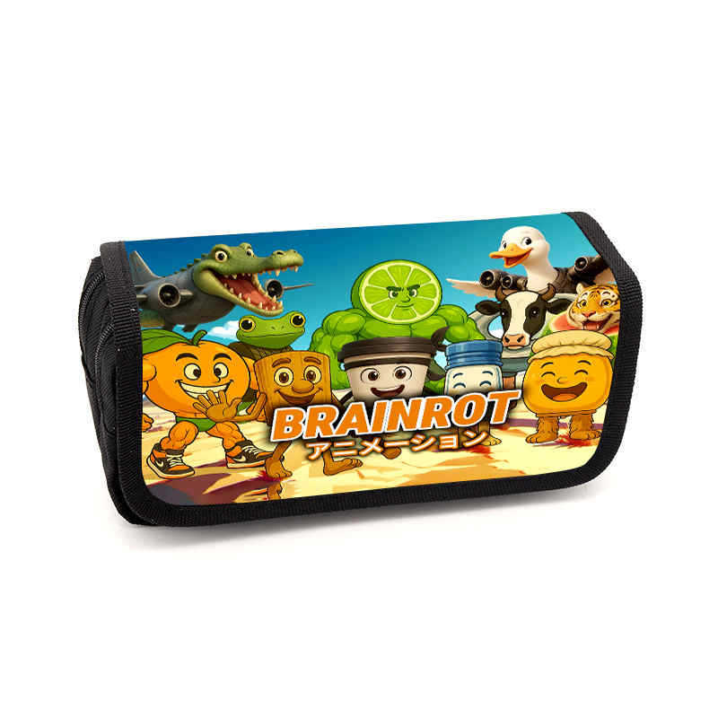 Brain rot pencil case Animation peripheral storage bag Stationery pencil case