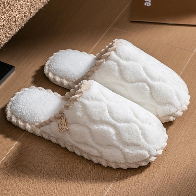 Cotton Slippers Women's Winter Home Use Spring and Autumn Indoor Warm Non-slip Home Winter Couple Plush Men