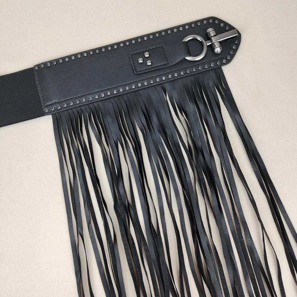 Jeans Decor Rivets Belt Zinc Zinc Alloy Punk Belt Exaggerated Tassels Waistband  Jazz Dance Accessory