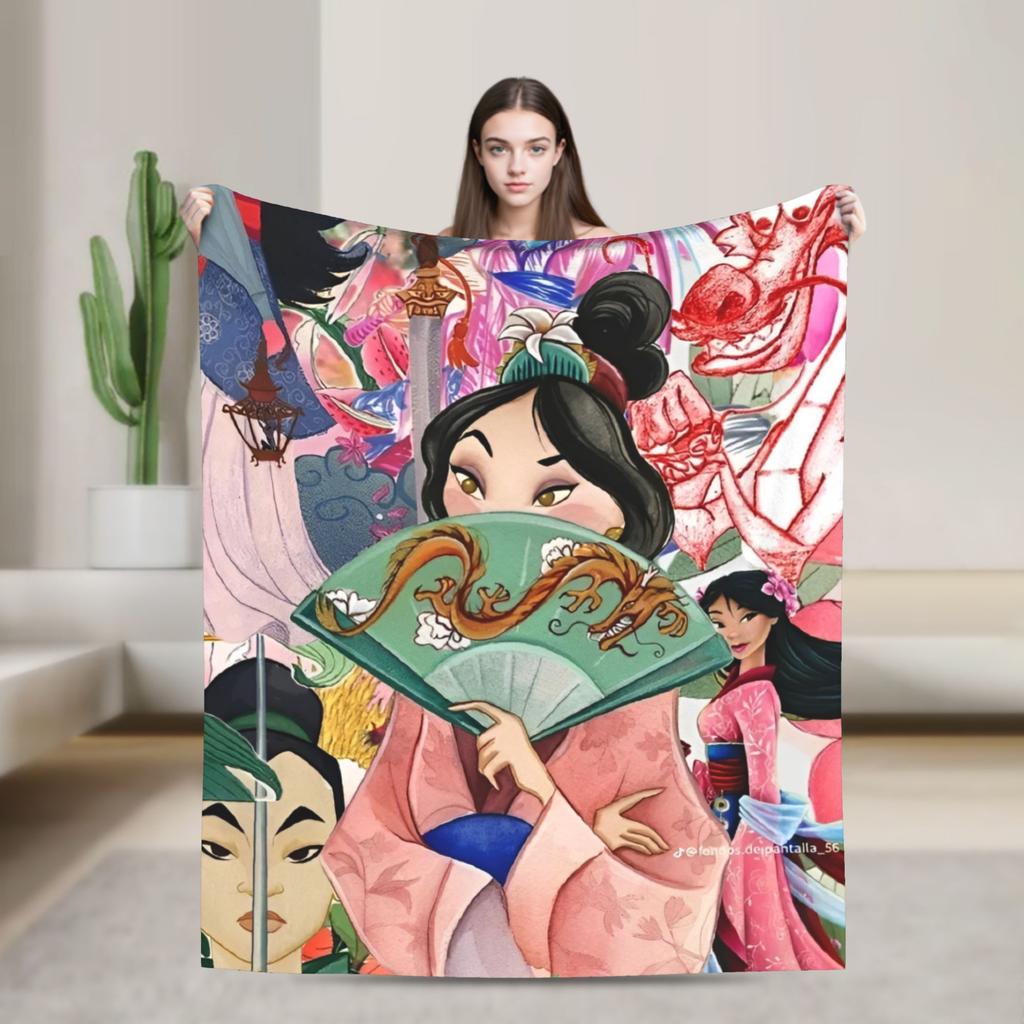 Mulan Cartoon Blankets Airplane Travel Flannel Throw Blanket For Outdoor Soft Warm Custom Quality Bedspread Birthday Gift