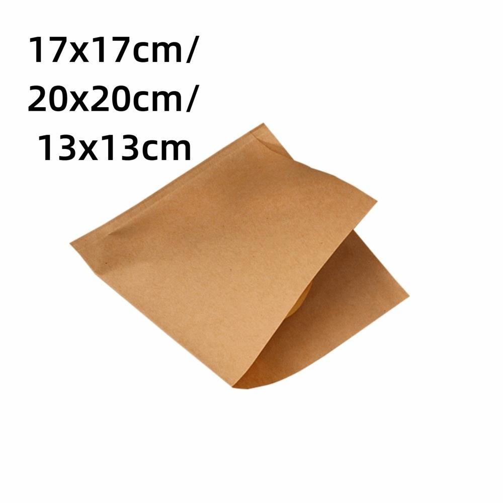 100Pcs Coated Greaseproof Oil Proof Bags Brown Kraft Paper Sandwich Packaging Food Packing