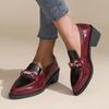 Модная элегантная женская обувь на каблуке 2025 Модные женские лоферы на шнуровке с манжетой Металлическая отделка Офис и карьера Туфли-лодочки большого размера для женщин