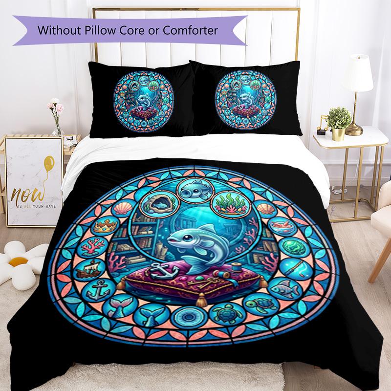 Underwater Adventure Pattern Bedding,Quilt Set Quilt Cover Pillowcase Home Birthday Gift (1*duvet cover+2*pillowcase,without core)
