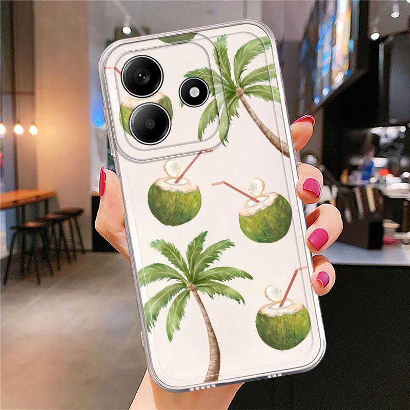 Простой чехол из кокоса для Xiaomi Redmi Note 14 Pro Plus 13C 12S 12 11S 10S A4 Note 13 9 10 11 14C Мягкая накладка на телефон