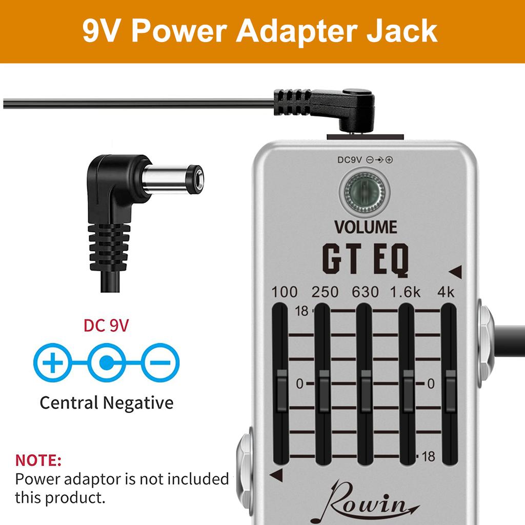 Rowin Guitar Equalizer Pedal 5-band Parametric EQ Guitar Effect Pedal Frequency Compensator ±18dB Range for Mini Size Pedal