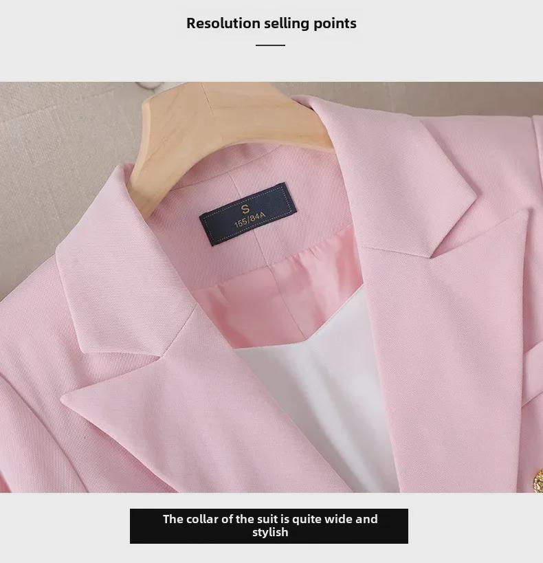 European & American Fashion Slim Suit Jacket with Metal Lion Head Buckle