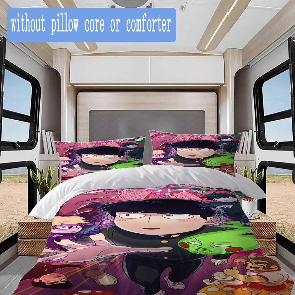 Mob Psycho 100 Pattern Bedding,Quilt Set Quilt Cover Pillowcase Home Birthday Gift (1*duvet cover+2*pillowcase,without core)SSJT0917345