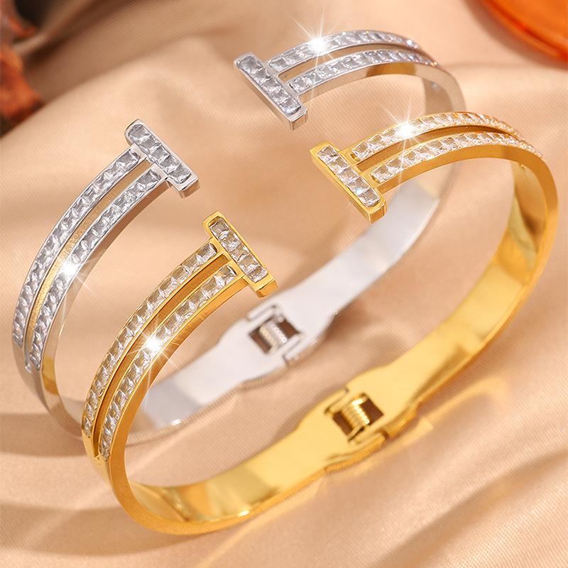 Браслет Tiffany с двойной Т-образной полой открытой конструкцией, в стиле высоких пар, подчеркивающий темперамент