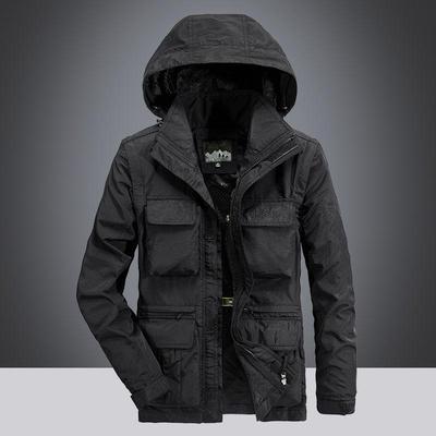 Комбинезоны с капюшоном и несколькими карманами, средняя длинная куртка, мужская тонкая повседневная уличная куртка