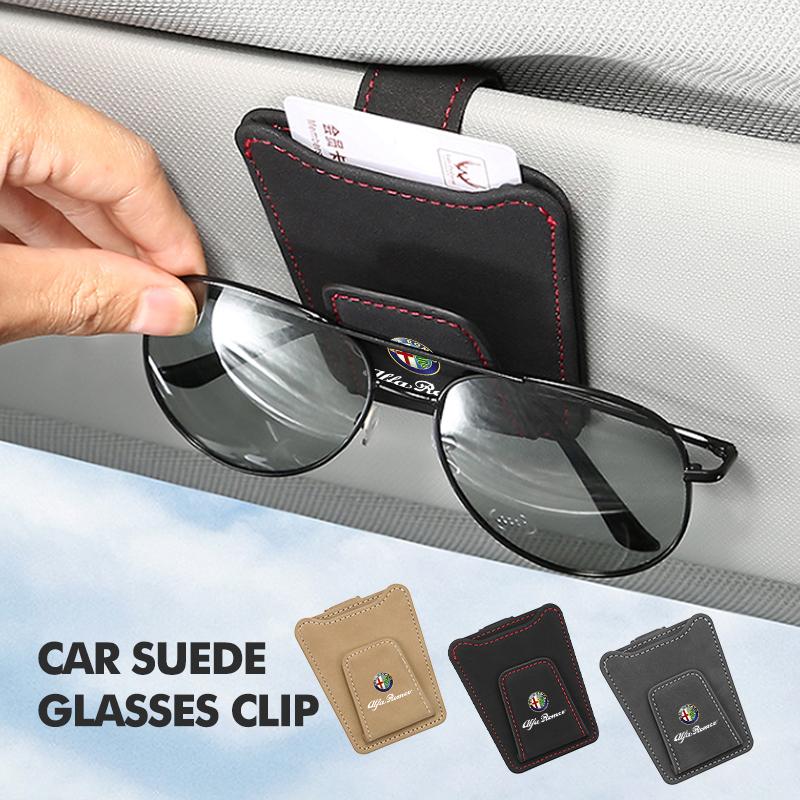 For Alfa Romeo Suede Car Sun Visor Sunglasses Glasses Storage Clip Eyeglasses Holder Giulietta GT 159 147 156 Mito Brera Giulia jhb633