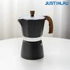 JUSTINLAU Гейзерные кофеварки Алюминиевая эспрессо-кофеварка Перколятор Кофейник для плиты Итальянская деревянная ручка Инструменты бариста Аксессуары для кафе