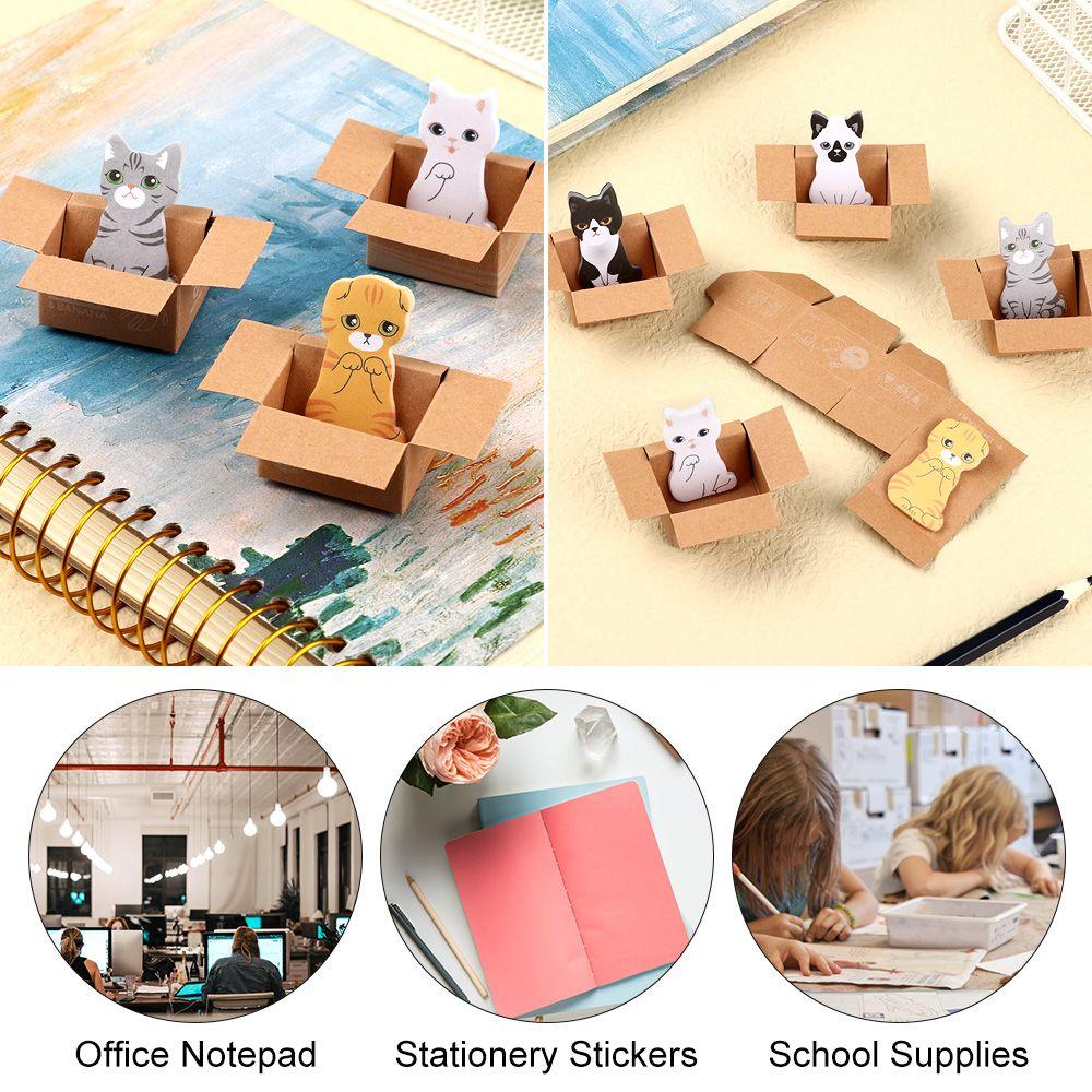 School Supplies Stationery Stickers Memo Pad Cartoon Cat Sticky Notes Kitten In Box Office Notepad