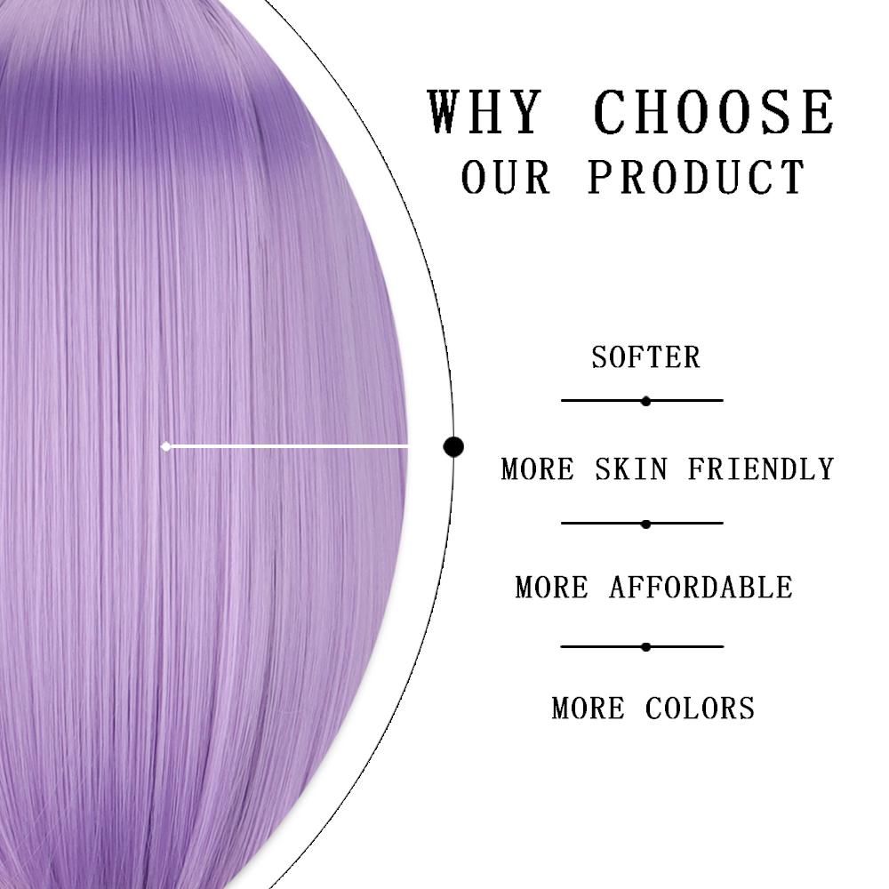 MISS WIG Женский короткий прямой фиолетовый парик до плеч с челкой из синтетического волокна, натуральный прямой парик Боб для косплея