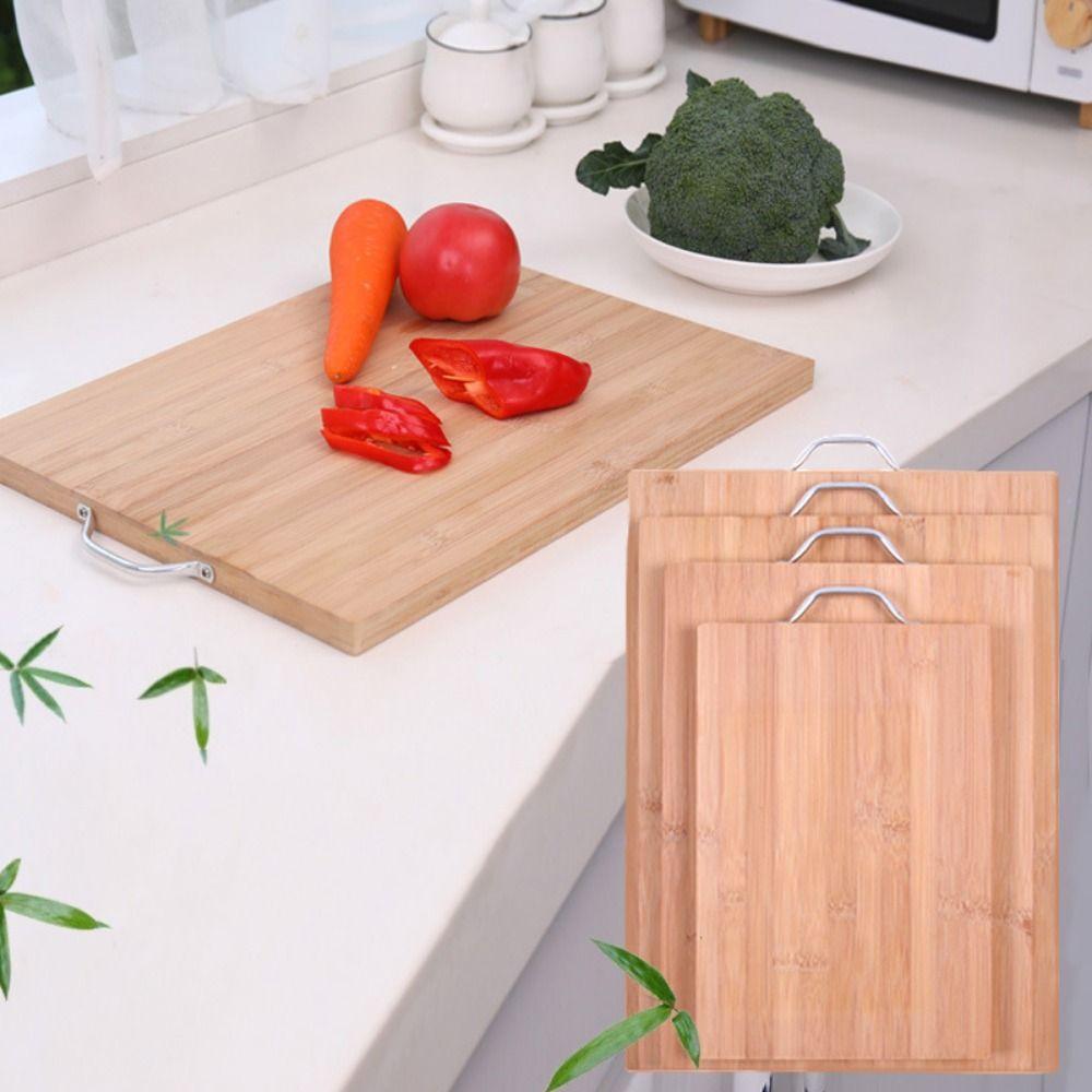 Rectangle Bamboo Chopping Board with Handle Butcher Chopping Blocks Tool Wooden Tray Home Use