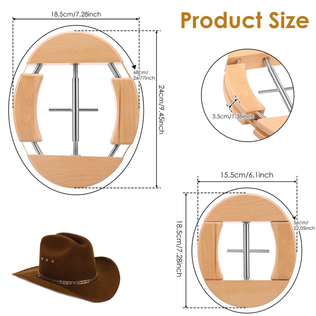 Repacego Регулируемый деревянный расширитель для шляп, держатель формы кепки, премиальная подставка для шляпы федоры для хранения, держатели для ковбойских бейсболок