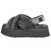 Disco Sheepskin Cross Comfort Fashion Sandals Women Sandals Gray 1121550-CHRC