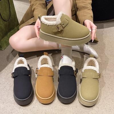 Женские зимние теплые меховые ботинки-сноубутсы с мягкой подошвой и стремешком на одну ногу, утепленные подкладкой ботильоны до щиколотки, нескользящие походные повседневные кроссовки