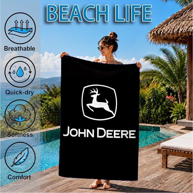 Пляжное полотенце John Deere, Быстросохнущее, Легко ухаживать, Подходит как для фитнеса, так и для пляжного отдыха, Спортивный незаменимый аксессуар