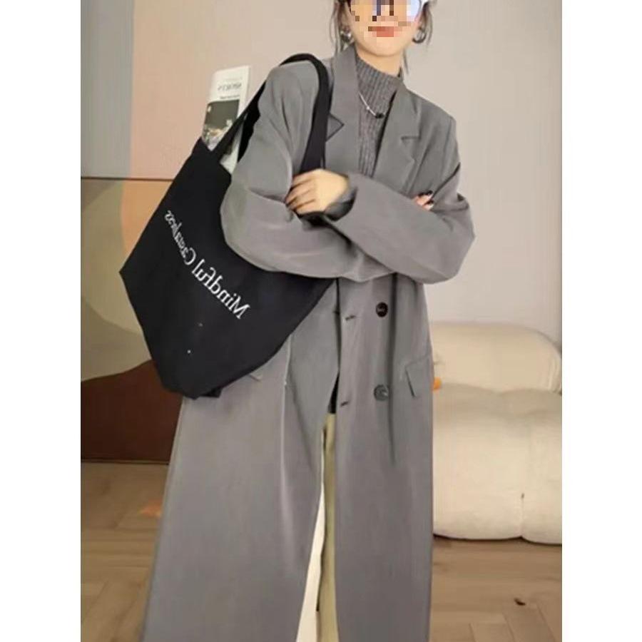 Early Autumn Long Grey Women's Trench Coat - Korean College Style