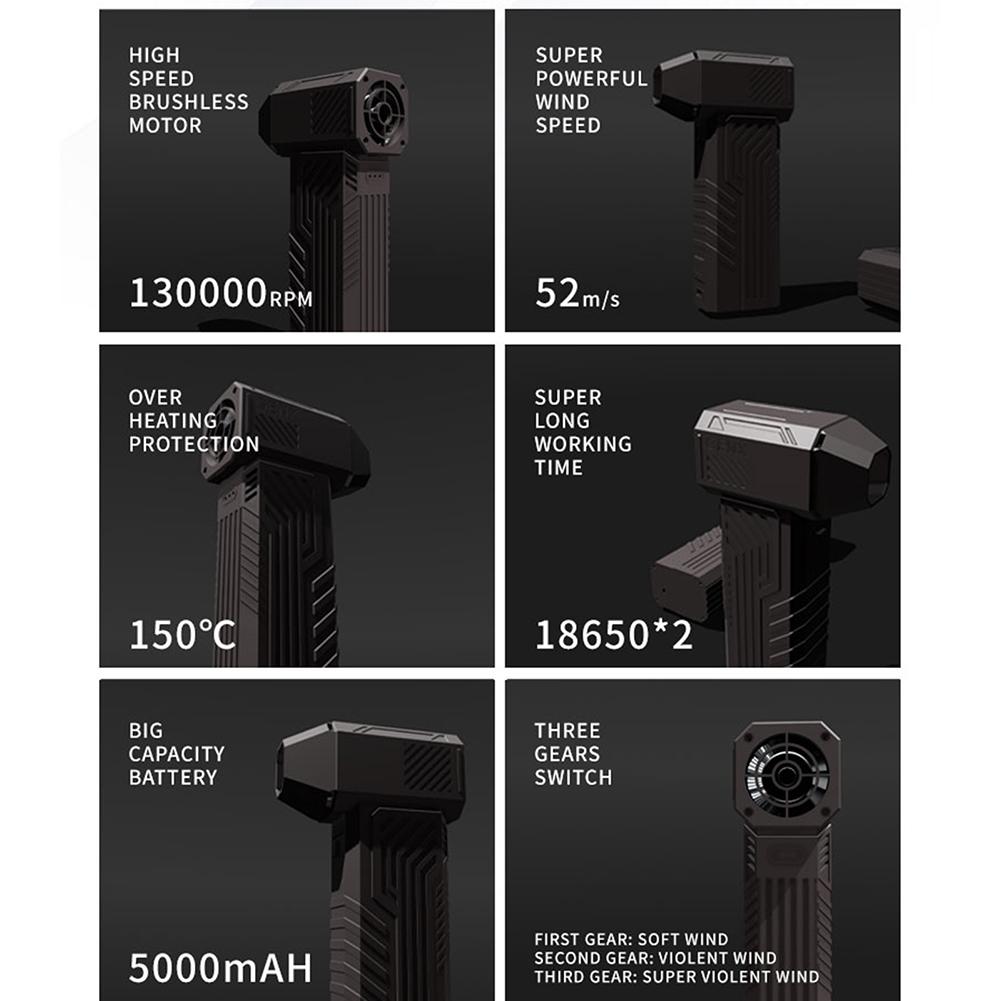 130000 об/мин для X3MAX Mini Turbo Jet Fan, 52 м/с, мощный вентилятор, 3 скорости, бесщеточный двигатель, ручной съемный пылесос