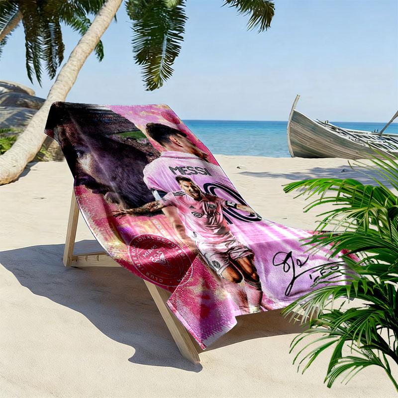 Messi Supremacy Print Beach Towel, Large Soft Quick Dry Towel for Beach Camping Swimming