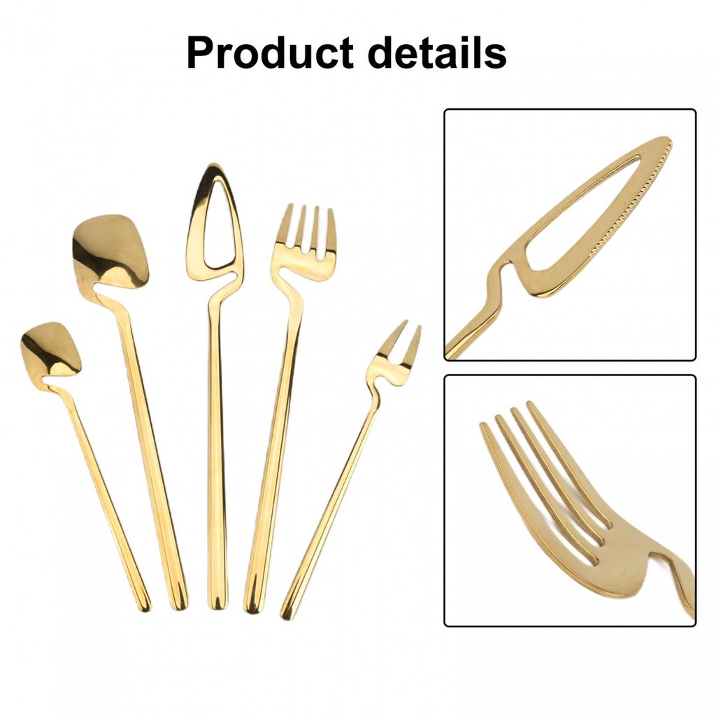 Spoon Fork Dinnerware Set Versatile Use 5Pcs Cutlery Set