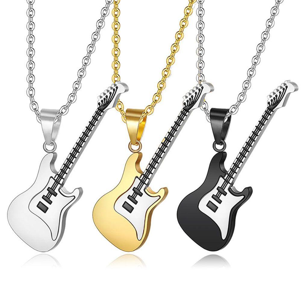 Ювелирные изделия Рок Подвеска из нержавеющей стали Ожерелье-цепочка с гитарой