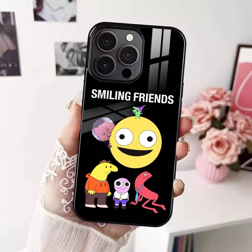 Мультяшный чехол для телефона S-Smiling friends Для iPhone 17 16 15 14 13 12 Pro Max Plus для Magsafe Зеркальный Беспроводной Магнитный Чехол