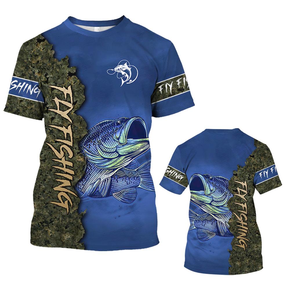 New fishing T-shirt pike pattern clothing oversized top outdoor sports clothing