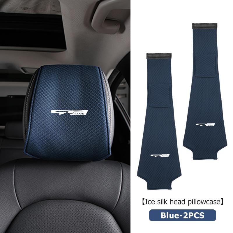 AANU1 Universal Car Seat Headrest Ice Silk Head Pillow Dustproof Cover For KIA gt gtline Xline ceed Forte RIO STINGER Seltos K3 K4