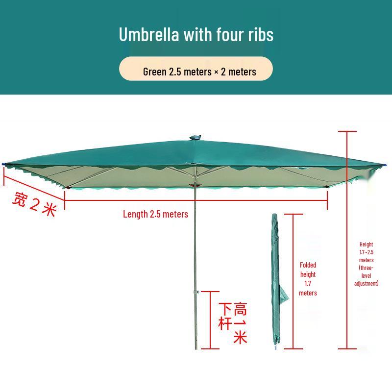 Large Rectangular Folding Patio Umbrella with Canopy Sun Protection