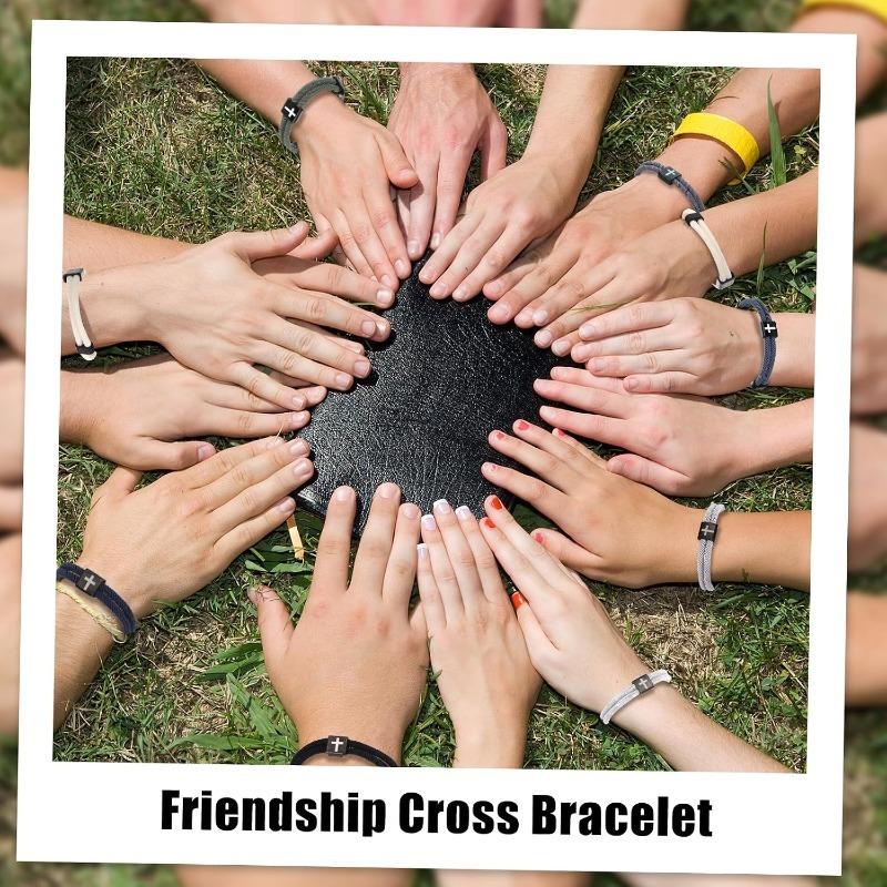 10PCS Coss Bracelet Adjustable Braided Jesus Bracelets for Men Women, Tree of Life Cord Bracelet with Metal Knot, Easter Christian Baptism Gifts