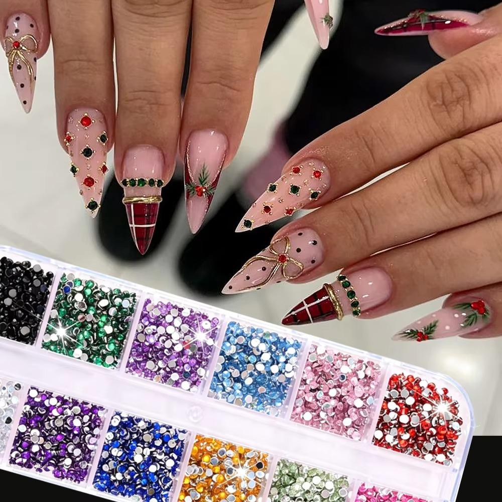 Clear White Gems Flatback Crystal Gems Shiny 3D Nail Decor Luxury Mixed Sequins Flakes Nail Art