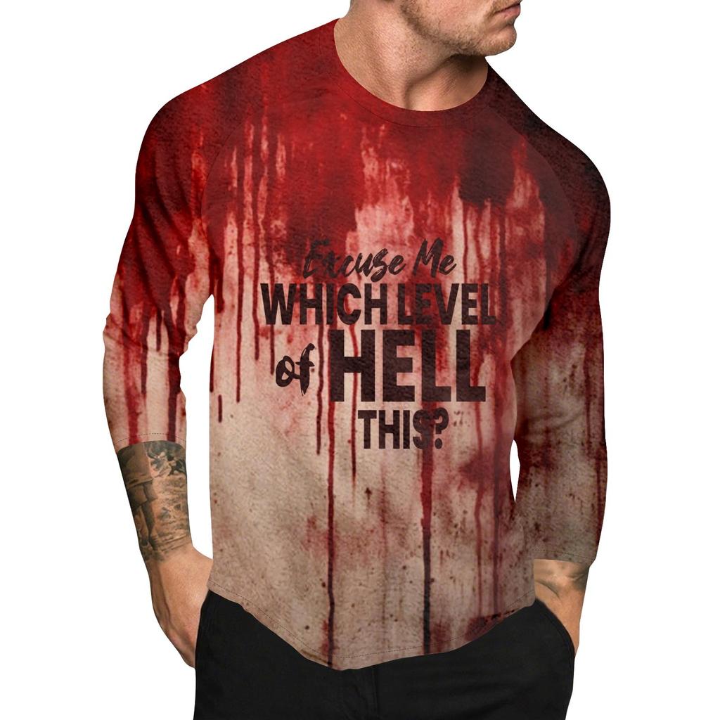 Halloween Print Raglan Sleeve Men's Long Sleeve Top