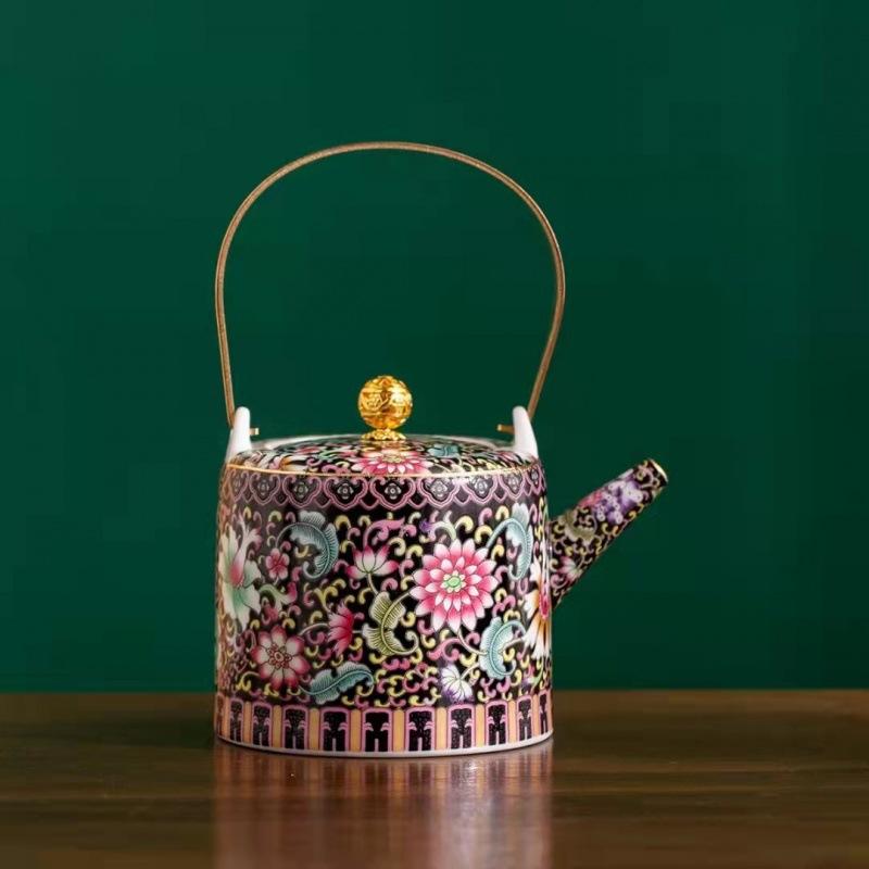 Цзиндэчжэньская керамика и керамика Керамический прессованный чайник для пуэра Чайник с ситечком для заваривания чая Чайная посуда Чайная посуда Чайная церемония